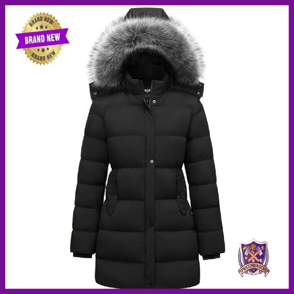 Women's Winter Puffer Coat with Removable Hood, Thick Warm Snow Jacket